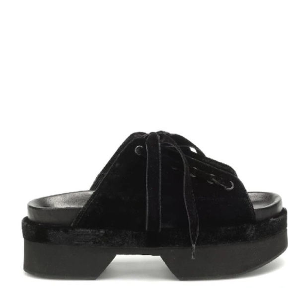 Simone Rocha velvet platform sandals in black. - Picture 2 of 9
